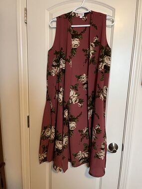 LuLaRoe Mauve Floral Joy Vest S
